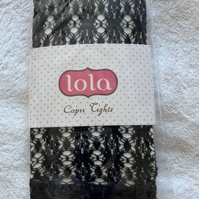 NIP Lola Capri Tights Black Lace Look Size M-L